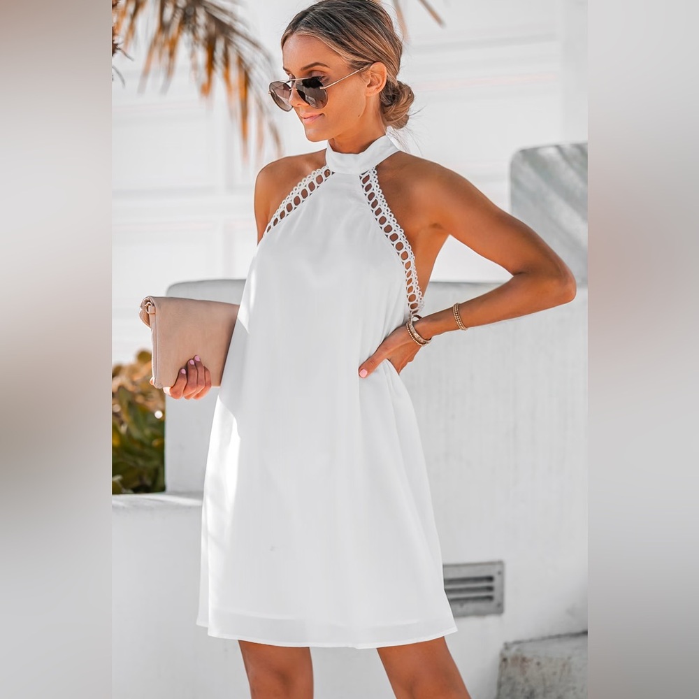 White halter top dress
